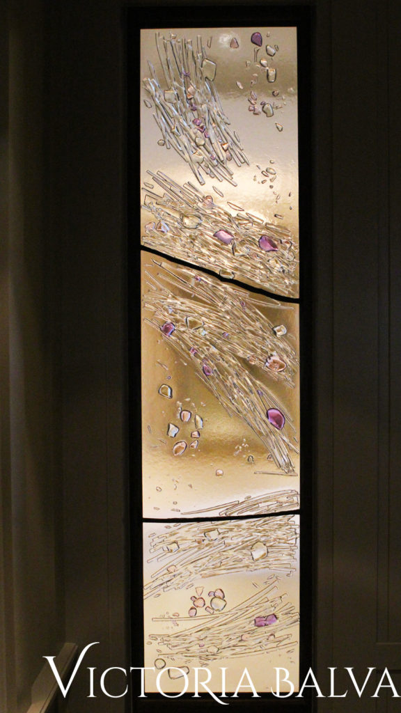 Textured architectural kiln cast glass in modern style
