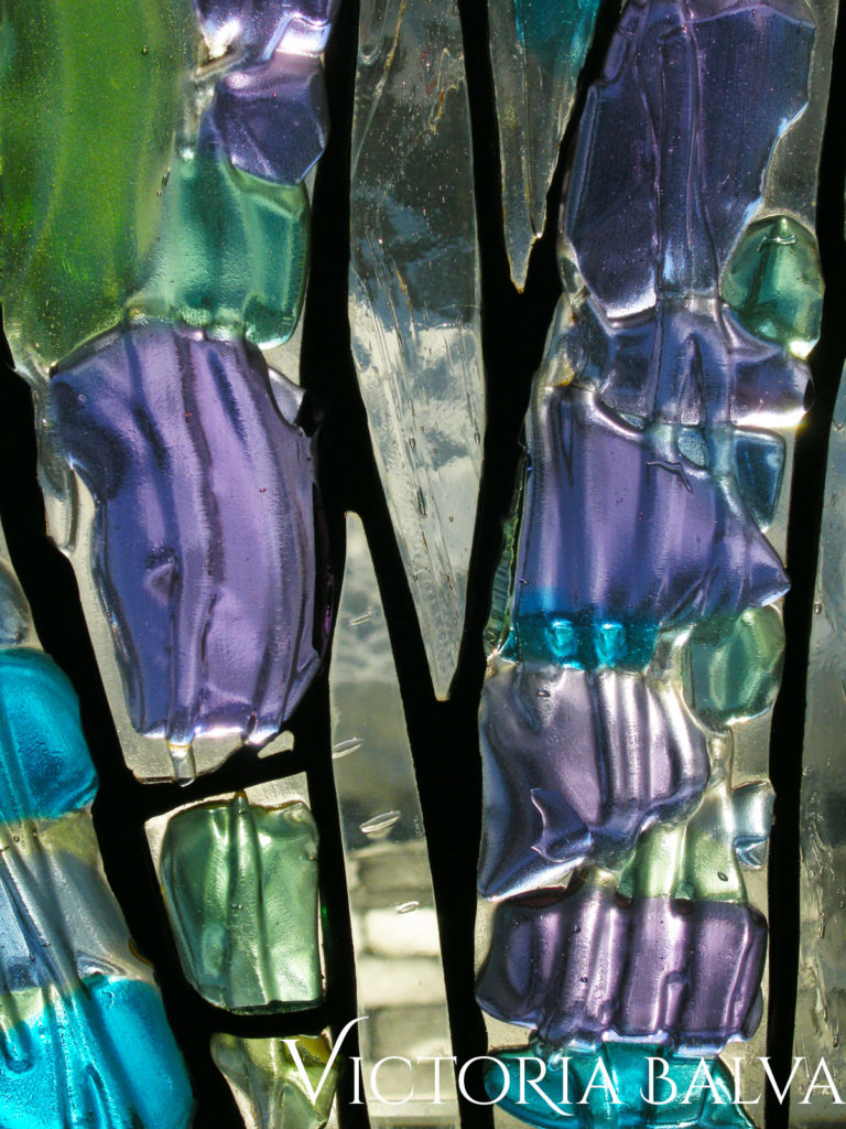 Fused glass artwork close up detail