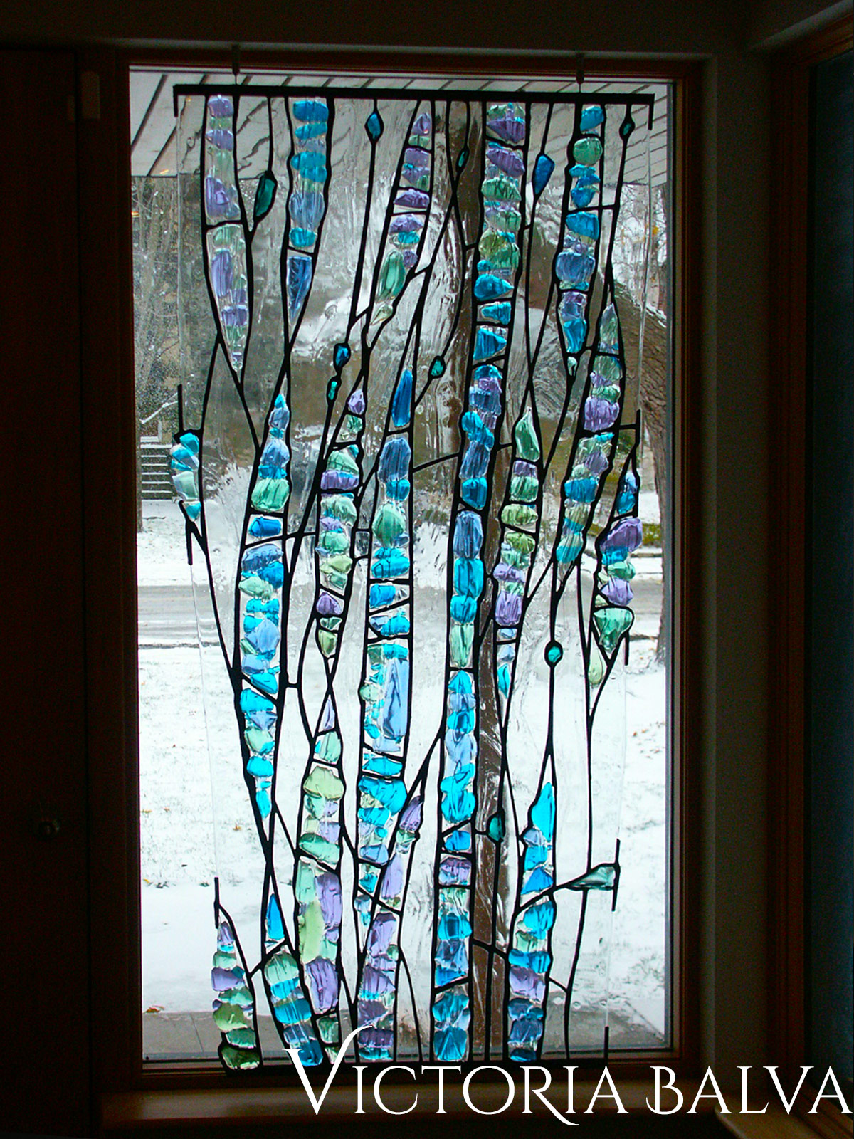 Abstract Stained Glass Panel Town