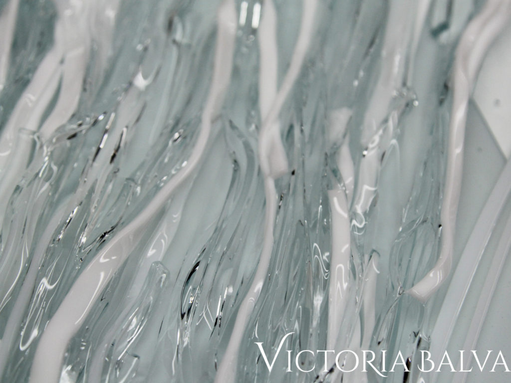 Architectural art glass texture on white opal glass