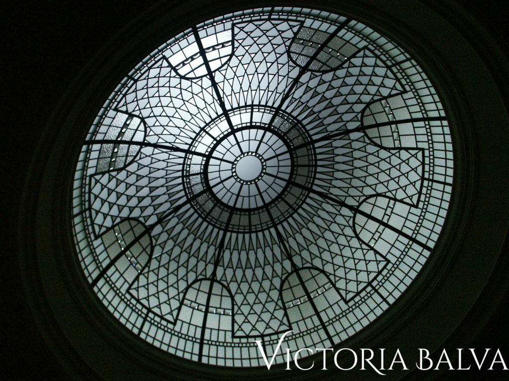 Large stained and leaded glass dome ceiling