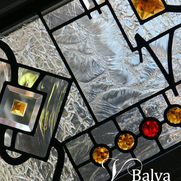 Contemporary stained glass doors for front entryway door systems