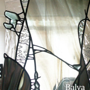 modern stained and leaded glass wall divider