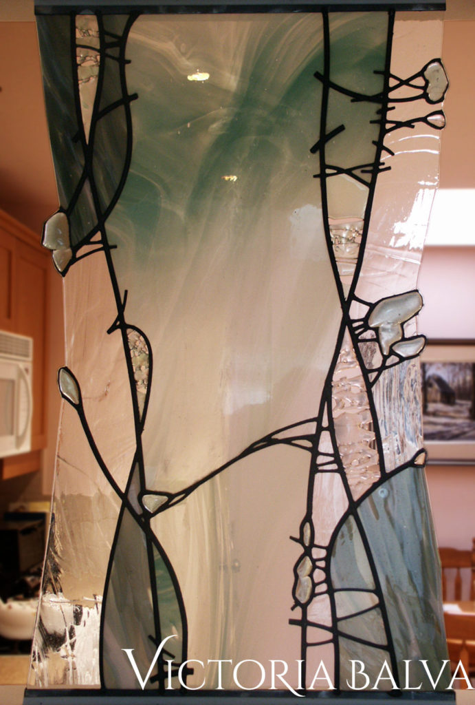 Contemporary abstract stained glass wall dividers